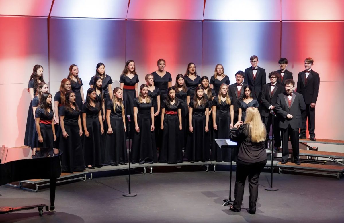 Led by Director of Choral Music Dr. Christine Micu, the Bishop’s Singers, the highest-level choir group at Bishop’s, performs alongside The Bishop’s Chorus, the freshman choir group. 

From left to right and back to front: Sophia Noves (‘27), Sofia Hayden (‘25), Joyce Wu (‘25), Abigail Wiener (‘28), Aviva Wrosch (‘27), Sashi Chuckravanen (‘25), Isabella Combs (‘25), Jackson Weisser (‘26), Logan Wang (‘25), Zachary Haubenstock (‘28), Madison Gasaway (‘28), Ariela Leff (‘28), Sophia Bao (‘25), Coco Kuehn (‘27), Emmie Kao (‘25), Lilian Franqui (‘25), Ryan Zhu (‘25), Dash Flaig (‘27), Gary Hu (‘25), Ashali Rastogi (‘28), Eliana Leff (‘26), Kayla Pfefferman (‘26), Elaine “Lainie” Beamer (‘25), Riley Brunson (‘25), Kaitlyn Kuo (‘28), Lisa Pan (‘26), Addison Simmons (‘27), and Priyanka Raisinghani (‘27).
